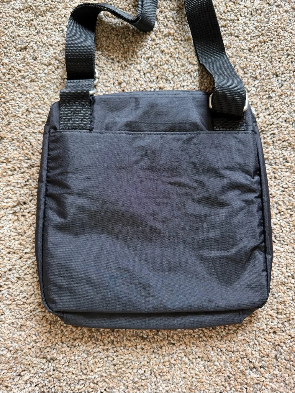 BAGGALLINI Black & Silver Nylon Zippered Crossbody Shoulder Bag